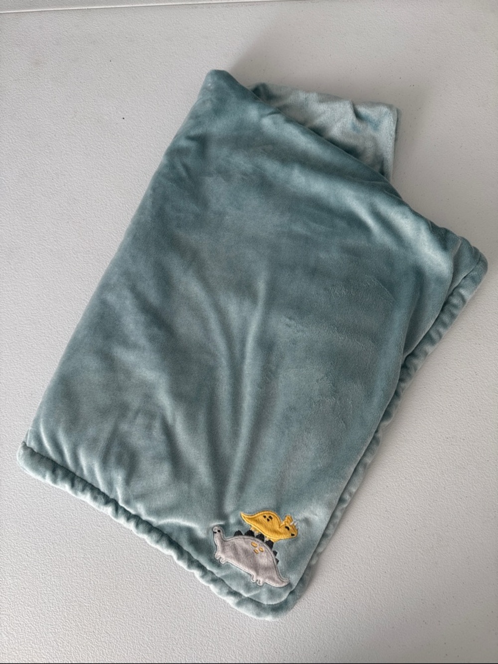 Carter’s Plush baby blanket with dinosaurs, blue
